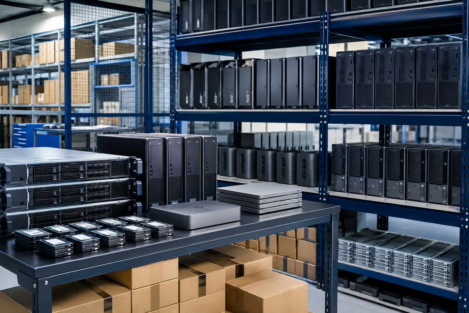 Tested computers, servers and components organized for purchase